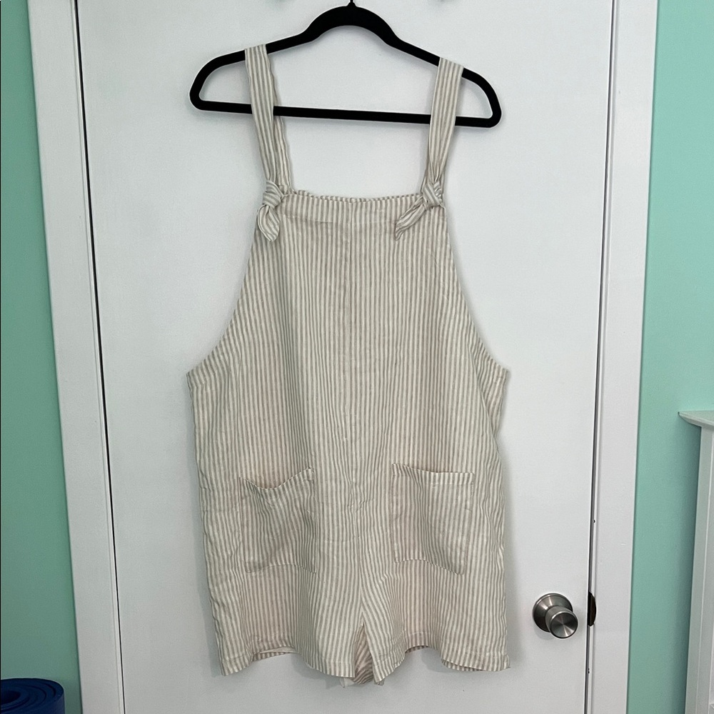 Altar'd State Cream and Tan Striped Romper